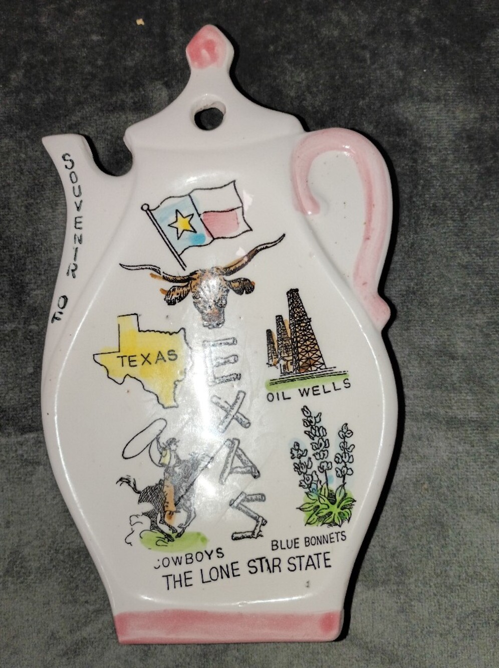 Vintage Texas Souvenir Spoon Rest Teapot Size 7x4 In EUC - Picture 4 of 7